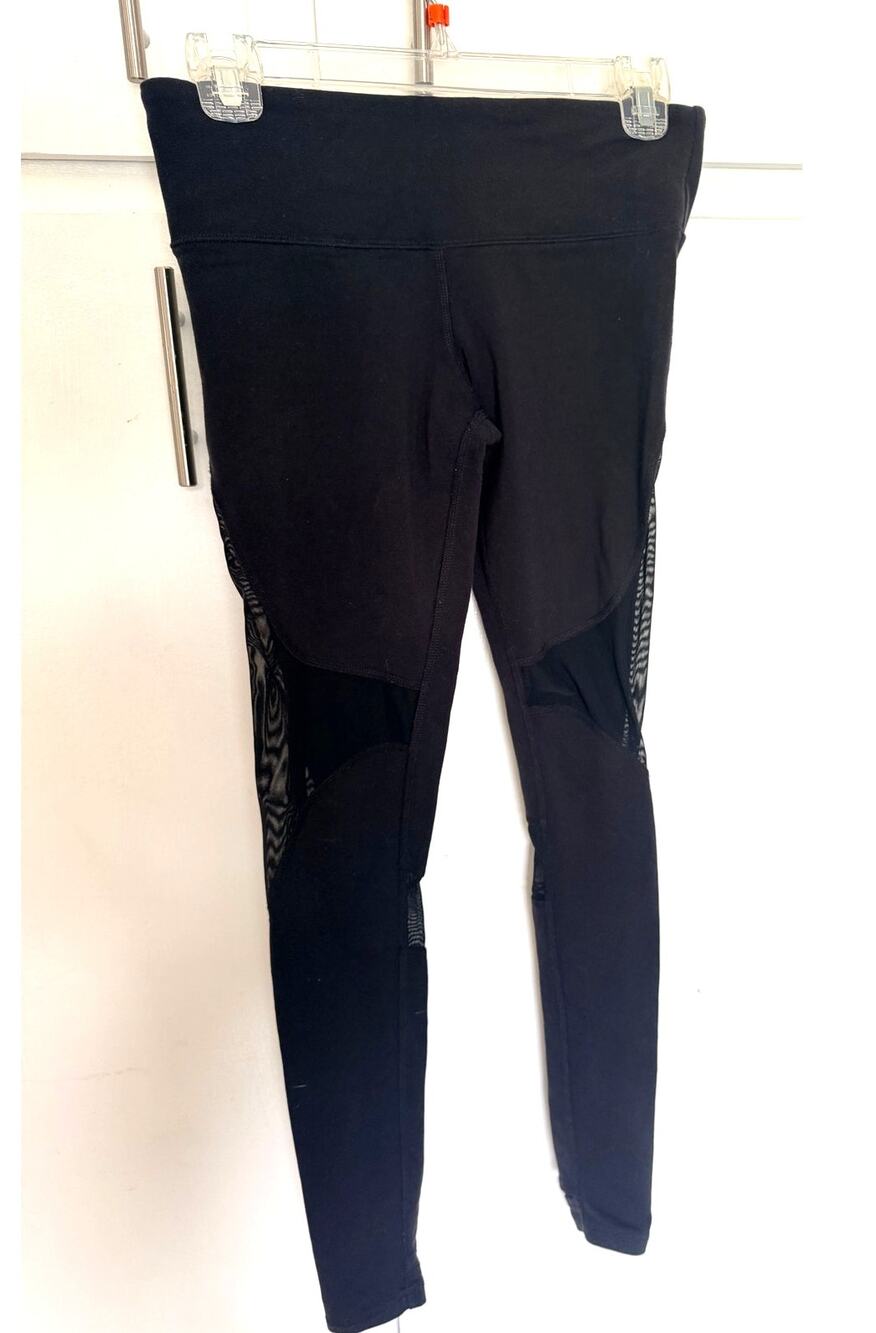 ALO YOGA Black Mesh Panel Leggings High Waist Performance Women's Size S